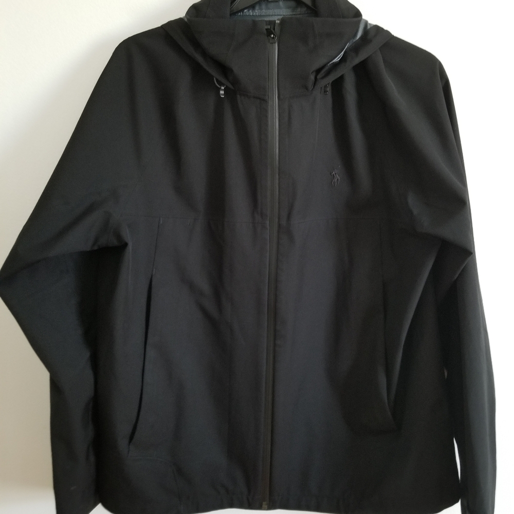 Men's Polo Ralph Lauren Black Hooded Jacket Raincoat and Windbreaker